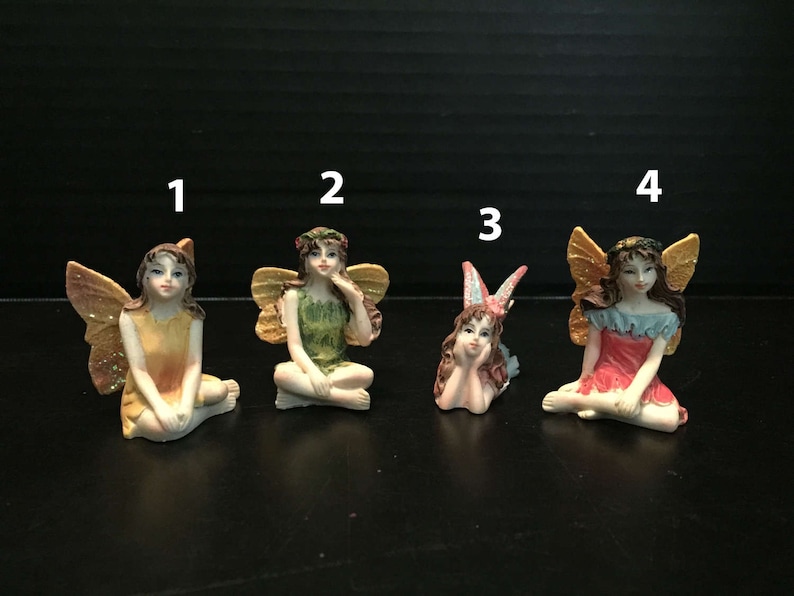 Fairy Garden Small Sitting Flower Fairies 1.5 Tall Pretty Resin Miniature Figurine Outdoor Statues Choose 1 from 8 Styles Gift Idea image 2