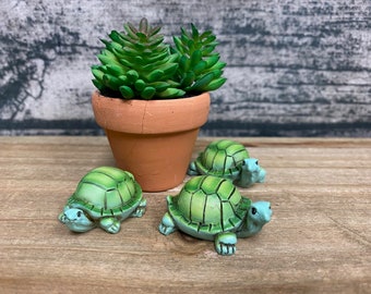 Fairy Garden | Turtle Miniature Figurine | ONE Tortoise Pond Critter Outdoor Resin Statue | Fairies & Gnomes Pet Friend | Cute Reptile!