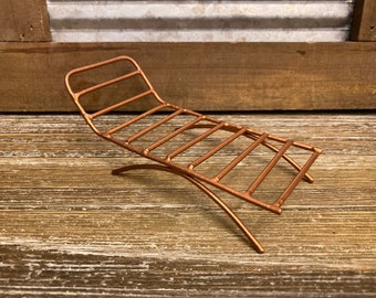 Copper Miniature Lounge Chair | Midcentury Modern Fairy Garden Furniture
