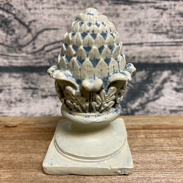 Fairy Garden | Pineapple Artichoke Finial Miniature Statue | Stone-Look Resin Accessories | Classic Roman Fairies Gnome Outdoor Decor