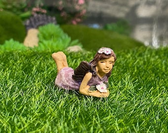 Fairy Garden | Micro Little Girl Fairy Resin Figurine w Post | Tiny Child Outdoor Statue Cute Mini Teacup Fairies Pixie Decor | So Sweet!