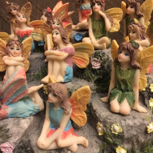 Fairy Garden Small Sitting Flower Fairies 1.5 Tall Pretty Resin Miniature Figurine Outdoor Statues Choose 1 from 8 Styles Gift Idea image 4