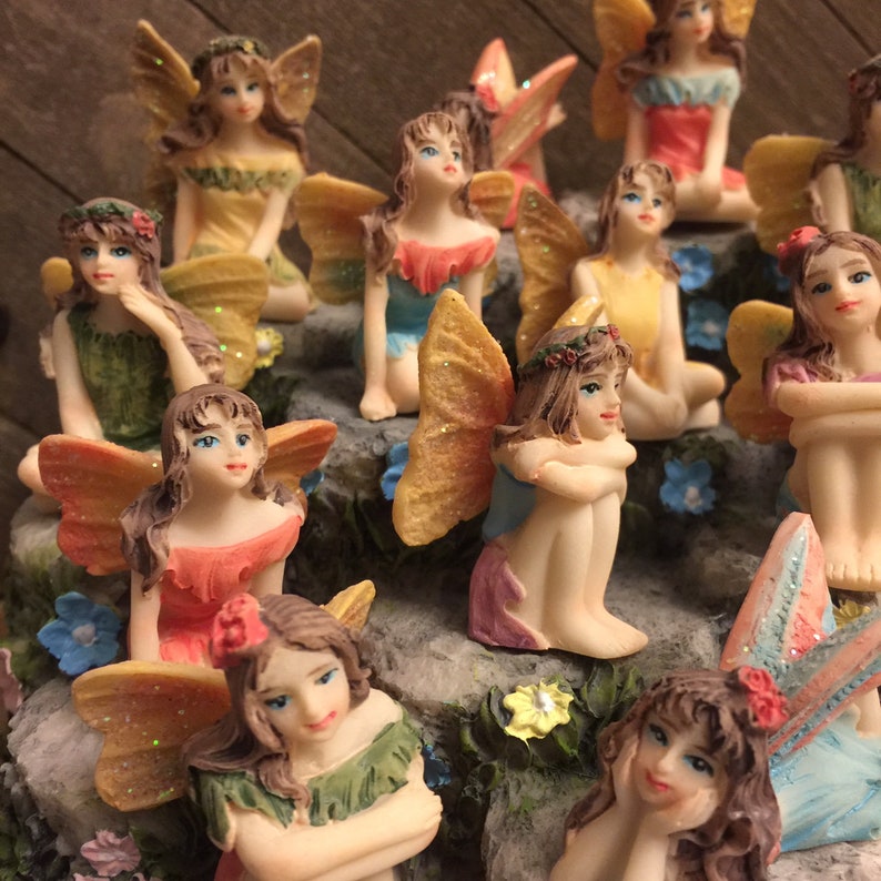 Fairy Garden Small Sitting Flower Fairies 1.5 Tall Pretty Resin Miniature Figurine Outdoor Statues Choose 1 from 8 Styles Gift Idea image 5