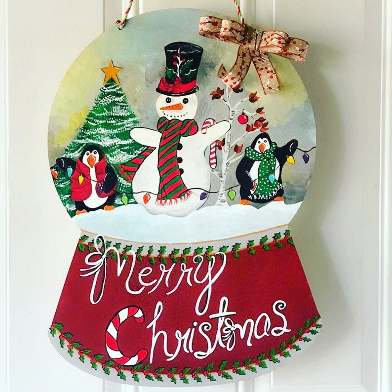 Christmas Snow Globe Door Hanger Etsy