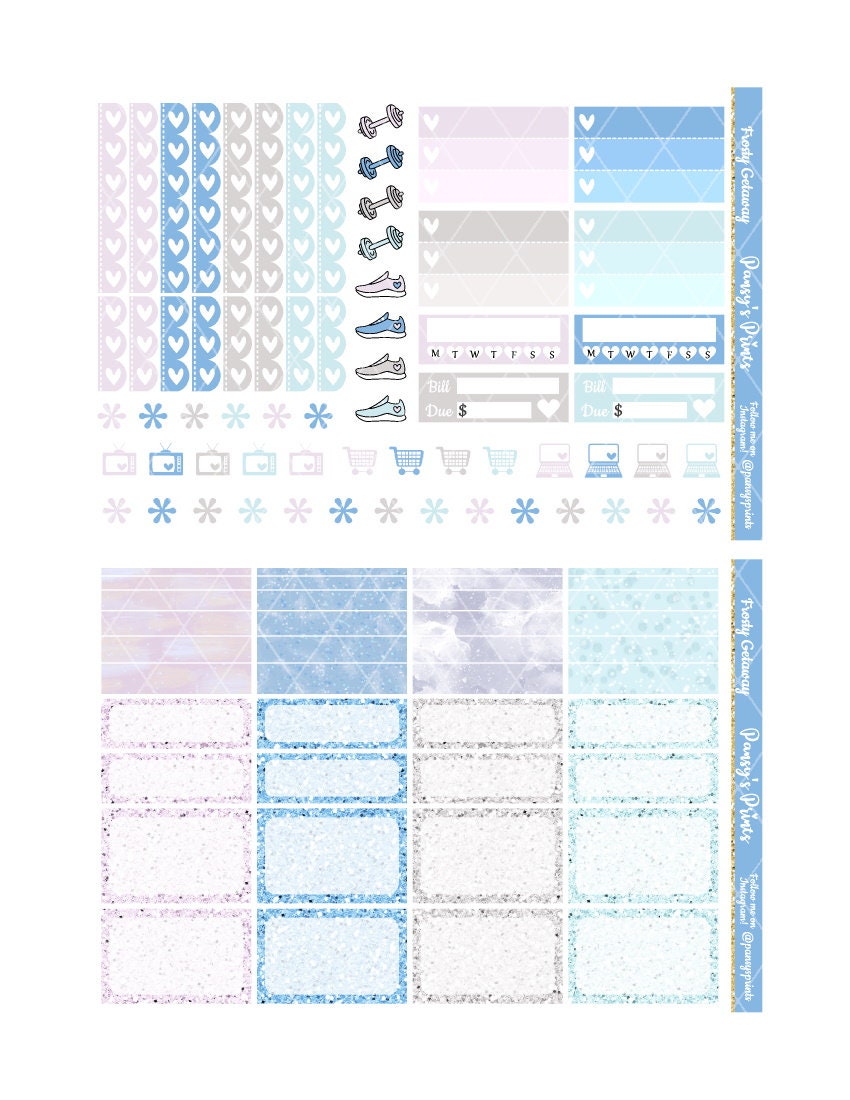 Printable Planner Stickers Erin Condren Frosty Getaway | Etsy