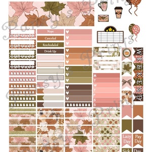 Printable Planner Stickers, Erin Condren, Vertical, Weekly Kit, Fall ...