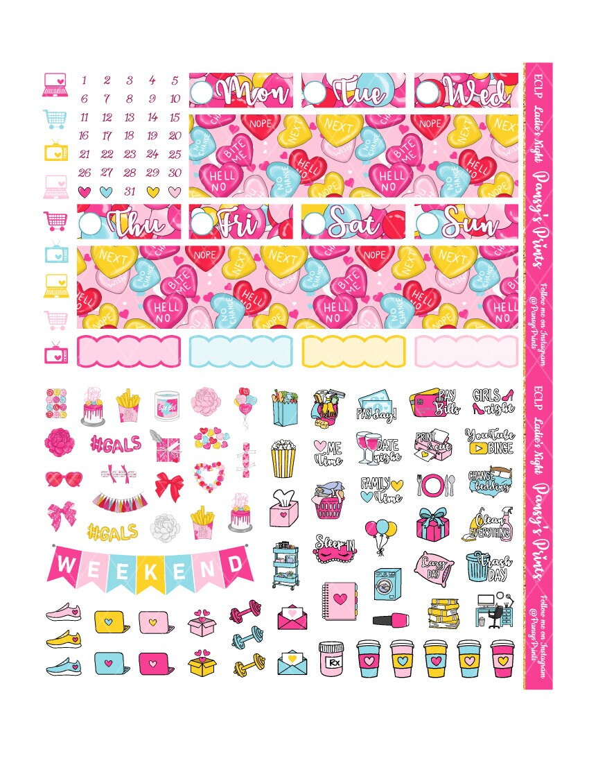 Printable Planner Stickers Erin Condren Ladies Night - Etsy
