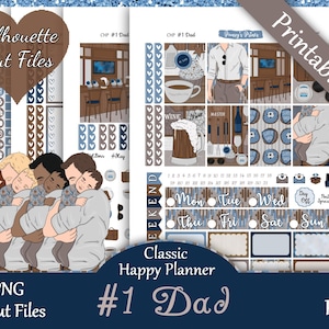 Printable Planner Stickers, Happy Planner, Classic, MAMBI, Weekly Kit, #1 Dad, Free Silhouette Cut Files, Beer, Wine, BBQ, Manly, Daddy, HP