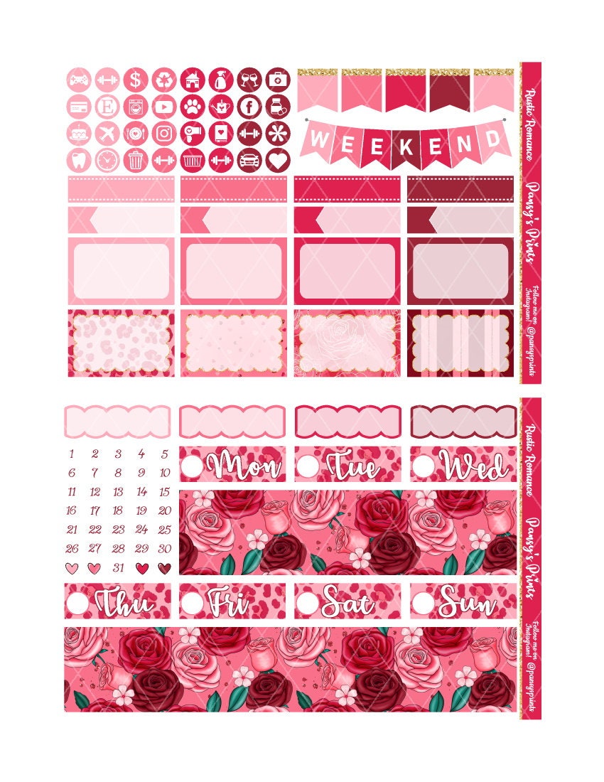 Printable Planner Stickers Erin Condren Rustic Romance | Etsy