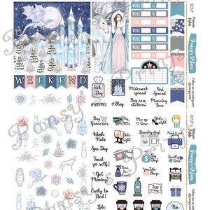 Printable Planner Stickers, Erin Condren, Vertical, Weekly Kit, Frozen ...