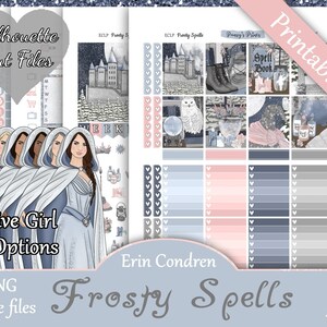 Printable Planner Stickers, Erin Condren, Vertical, Weekly Kit, Frosty ...
