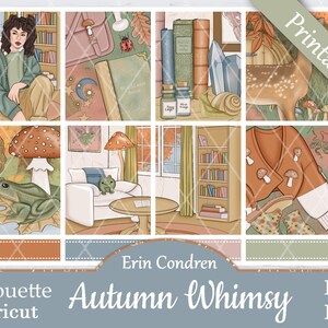 Printable Planner Stickers, Erin Condren, Autumn Whimsy, Vertical, Weekly Kit, Free Silhouette Cut Files, Books, Frog, Fall, Dear, Reading