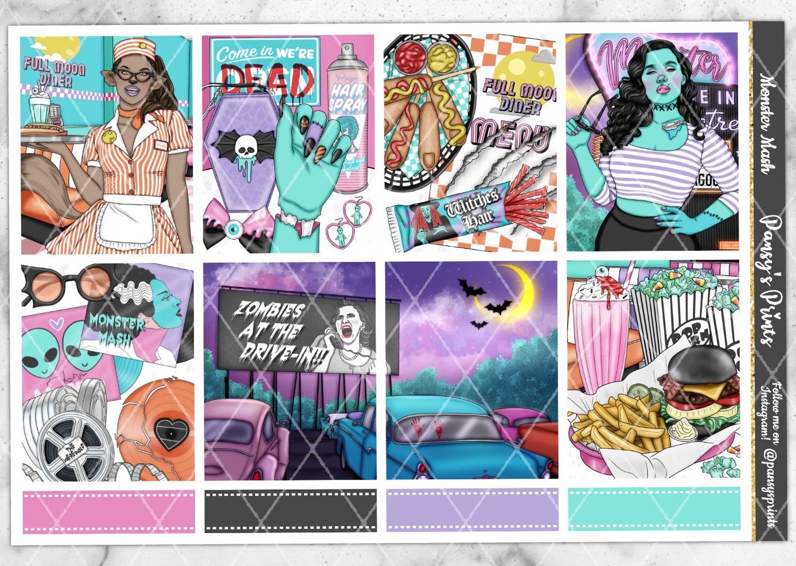 Printable Planner Stickers Erin Condren Monster Mash - Etsy