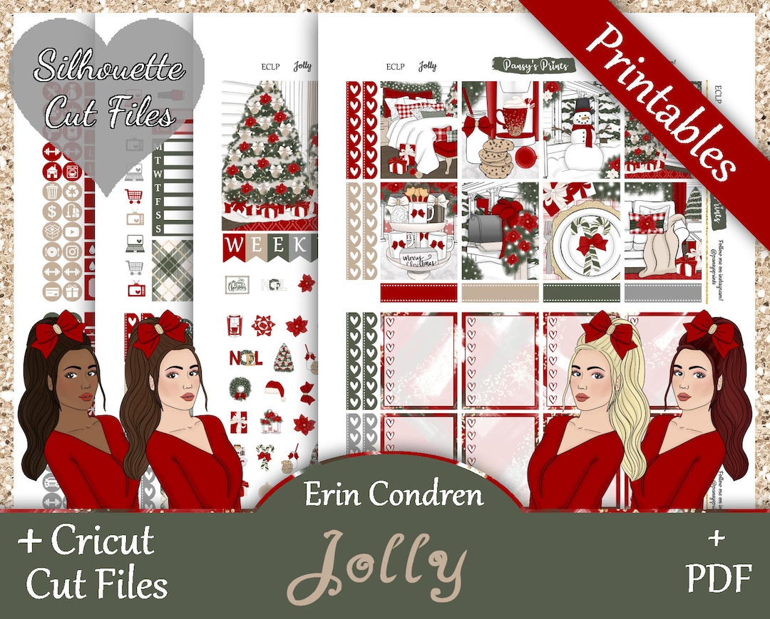 Printable Planner Stickers, Erin Condren, Vertical, Weekly Kit, Jolly ...