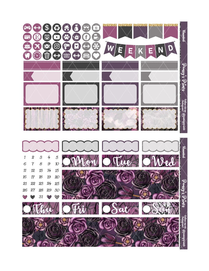 Printable Planner Stickers Erin Condren Haunted Vertical | Etsy