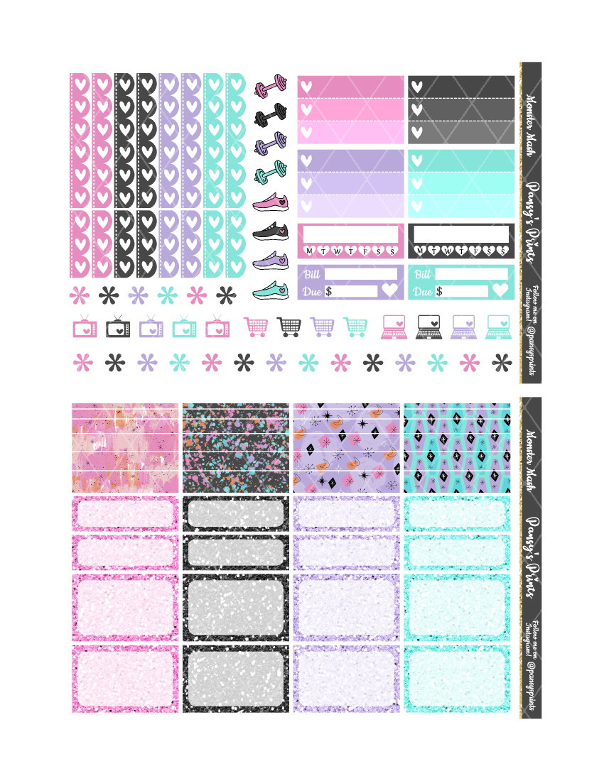 Printable Planner Stickers Erin Condren Monster Mash - Etsy