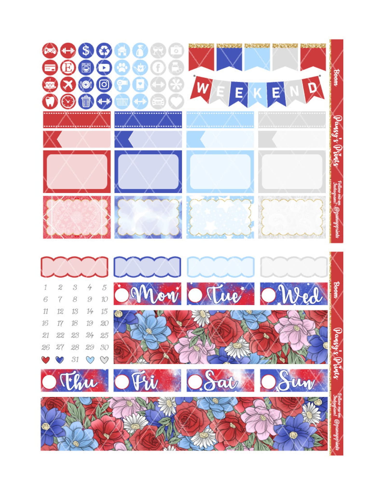 Printable Planner Stickers Erin Condren Boom Vertical | Etsy