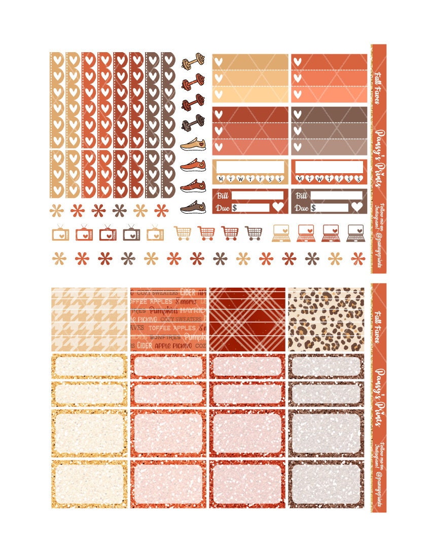 Printable Planner Stickers Erin Condren Fall Faves - Etsy