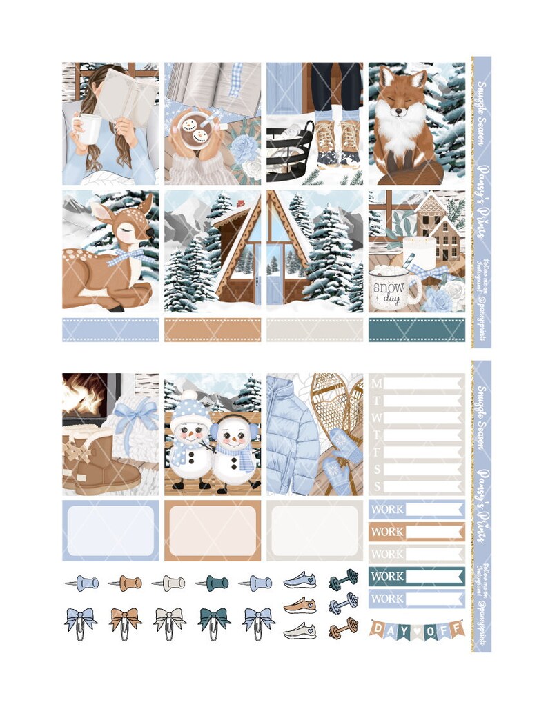 Printable Planner Stickers Erin Condren Snuggle Season | Etsy