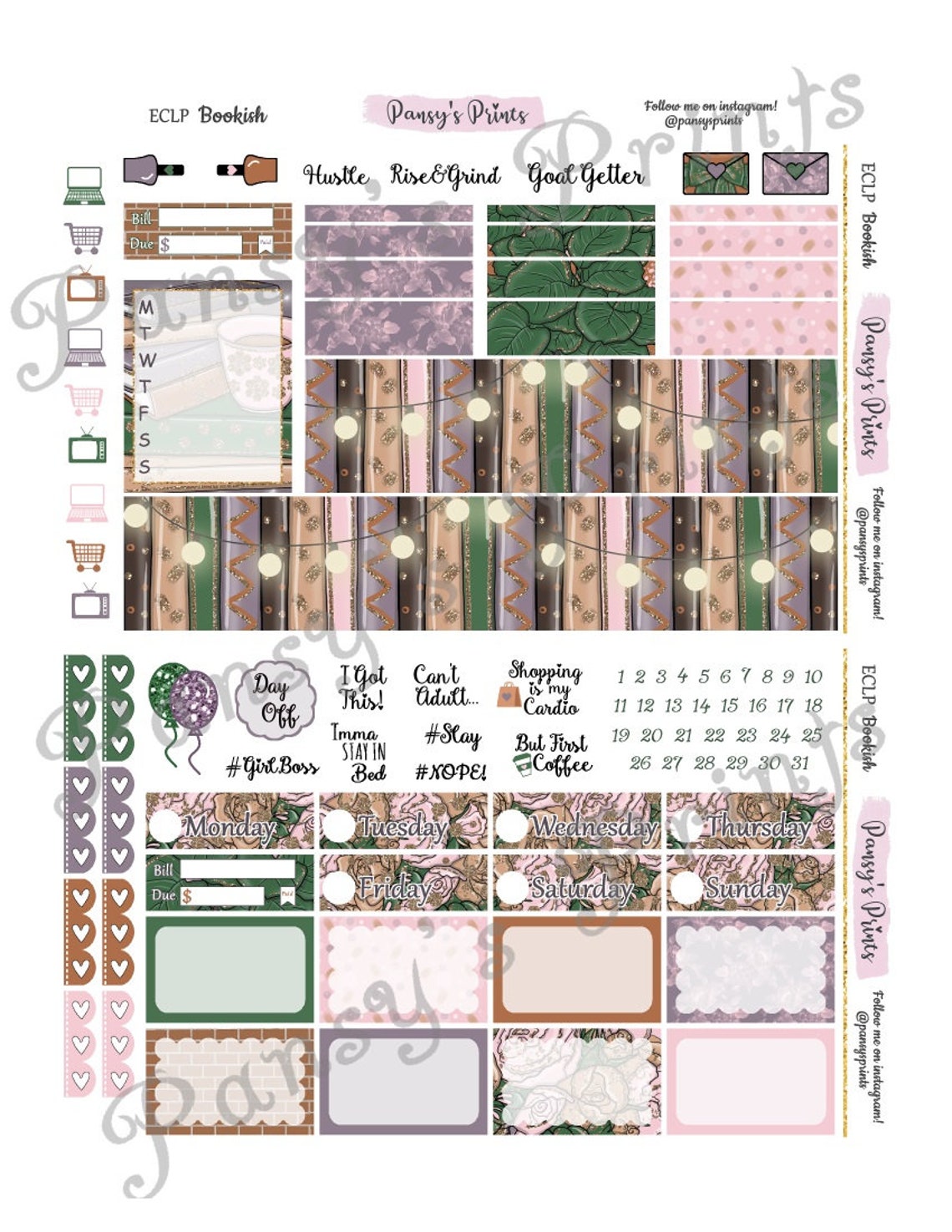 Printable Planner Stickers Erin Condren Vertical Weekly | Etsy