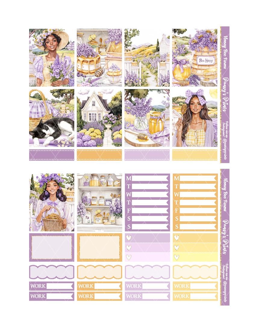 Printable Planner Stickers, Erin Condren, Honey Bee Farms, Vertical ...