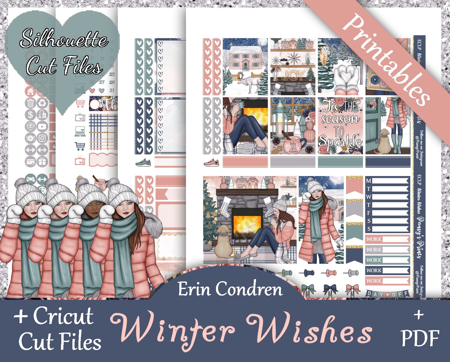 Printable Planner Stickers Erin Condren Winter Wishes - Etsy