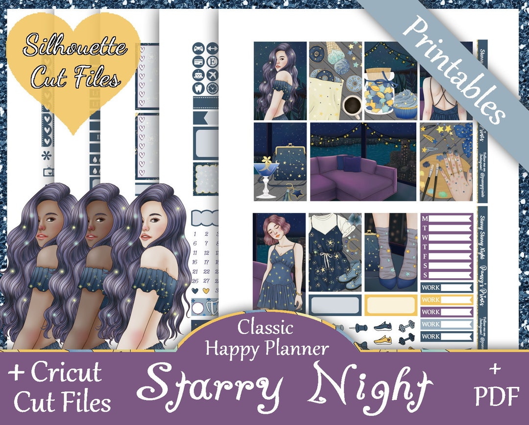 Printable Planner Stickers, Happy Planner, Starry Night, Classic, MAMBI ...