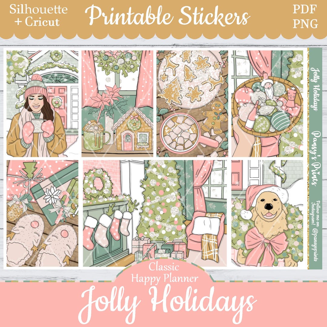 Printable Planner Stickers, Happy Planner, Jolly Holidays, Vertical ...