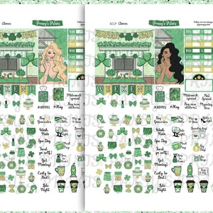 Printable Planner Stickers, Erin Condren, Vertical, Weekly Kit, Clover ...