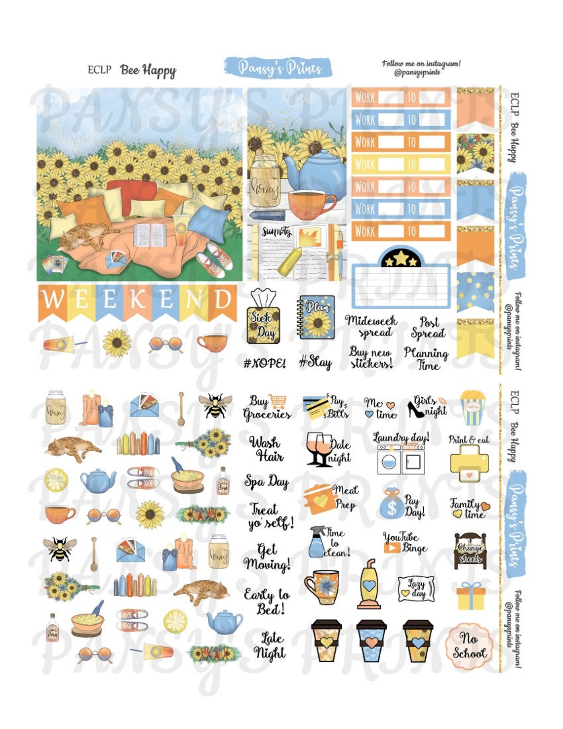 Printable Planner Stickers Erin Condren Vertical Weekly | Etsy