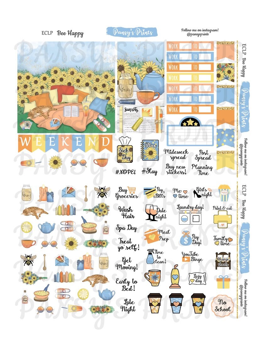 Printable Planner Stickers Erin Condren Vertical Weekly | Etsy