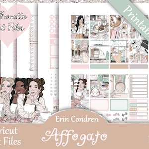 Printable Planner Stickers, Erin Condren, Affogato, Vertical, Weekly Kit, Free Silhouette Cut Files, Sweets, Cake, Cafe, Coffee, Fashion, EC