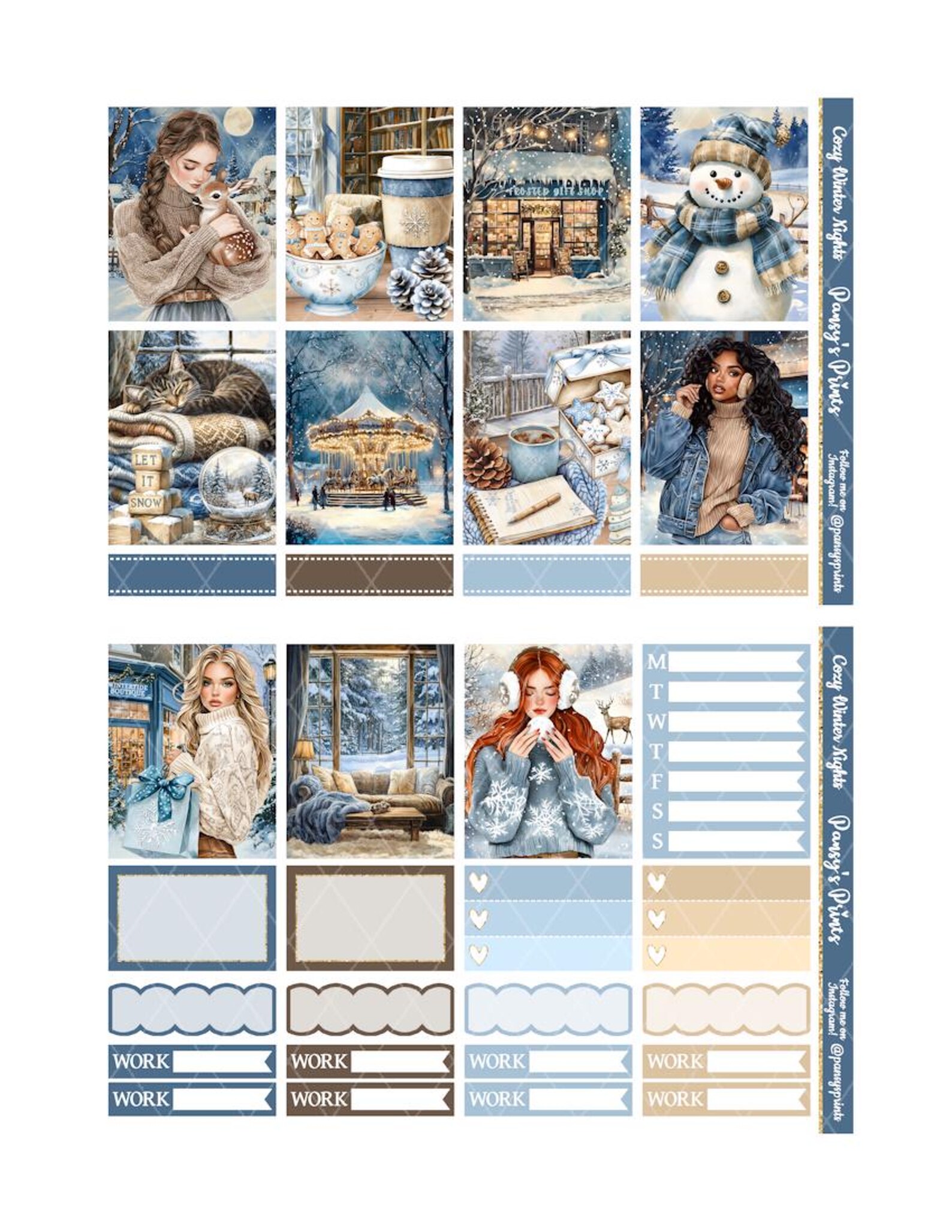 Printable Planner Stickers, Erin Condren, Cozy Winter Nights, Vertical ...