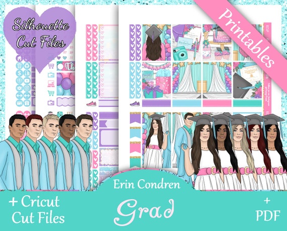 Printable Planner Stickers Erin Condren Grad Vertical | Etsy