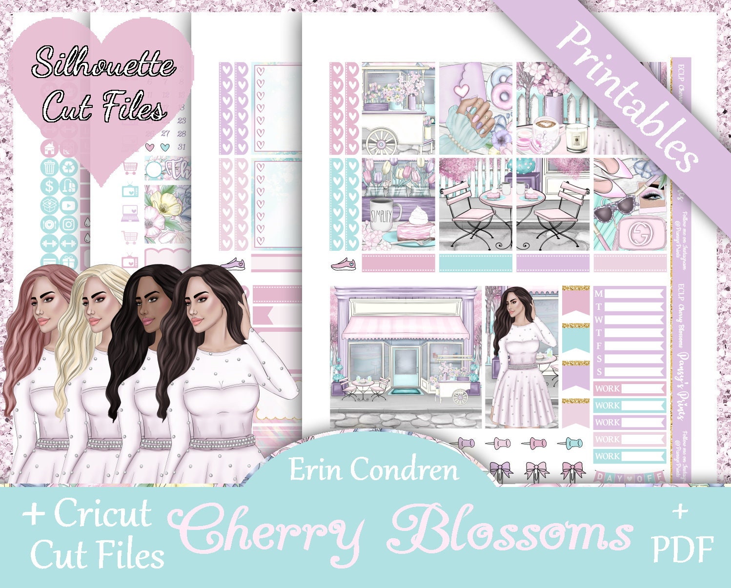 Printable Planner Stickers Erin Condren Cherry Blossoms | Etsy