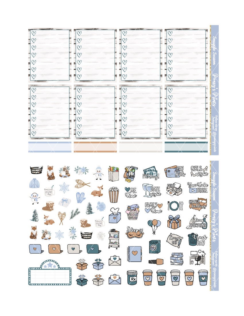Printable Planner Stickers Erin Condren Snuggle Season | Etsy