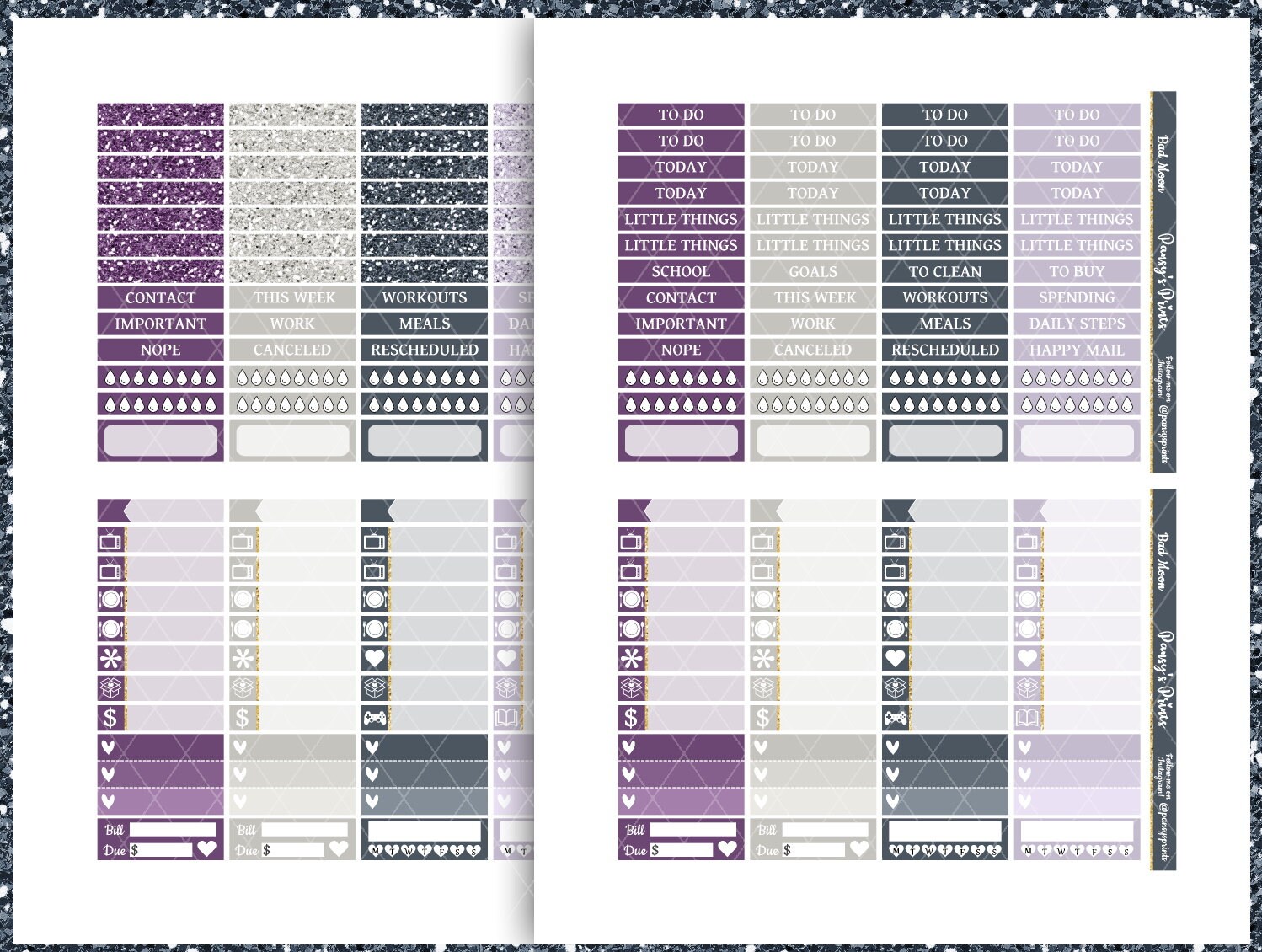 Printable Planner Stickers Erin Condren Bad Moon Vertical | Etsy