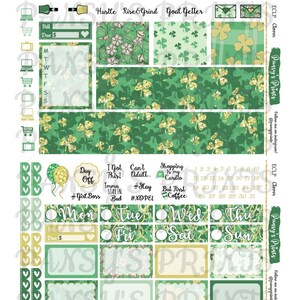 Printable Planner Stickers, Erin Condren, Vertical, Weekly Kit, Clover ...