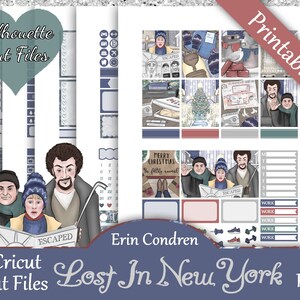 Printable Planner Stickers, Erin Condren, Lost In New York, Vertical, Weekly Kit, Free Silhouette Cut Files, Pizza, Home Movie, NYC, EC