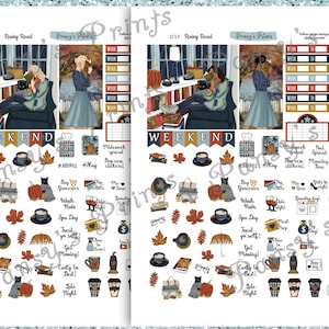 Printable Planner Stickers, Erin Condren, Vertical, Weekly Kit, Rainy ...