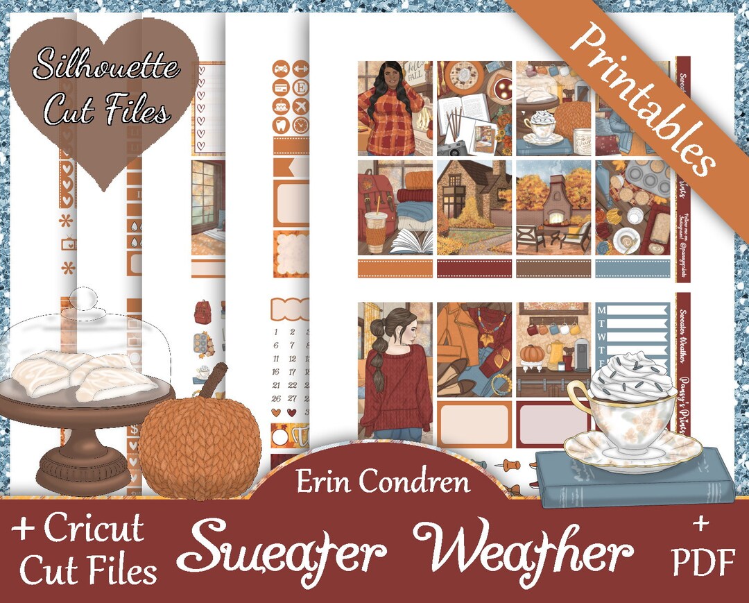 Printable Planner Stickers Erin Condren Sweater Weather - Etsy