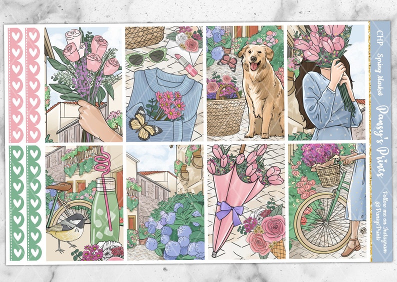 Printable Planner Stickers Happy Planner Spring Market - Etsy