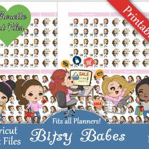 Printable Planner Sticker, Bitsy Babes, Funktional, Süße Mädchen, Einkaufen, Kaufladen, Kaufladen run, Stock Up, Sale, Shopping Spree, Besorgungen