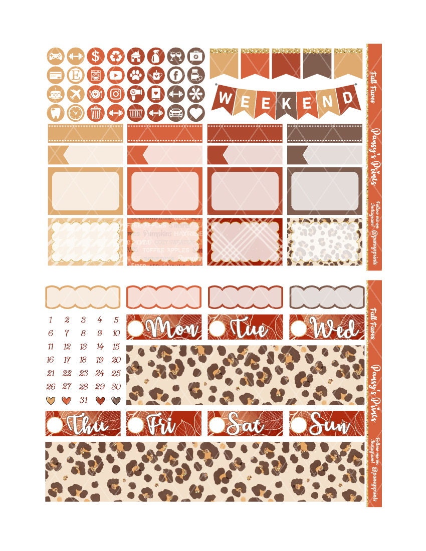 Printable Planner Stickers Erin Condren Fall Faves - Etsy