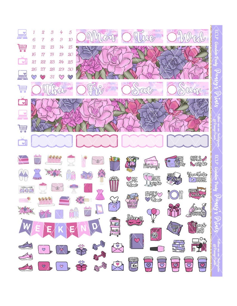 Printable Planner Stickers Erin Condren Garden Party | Etsy