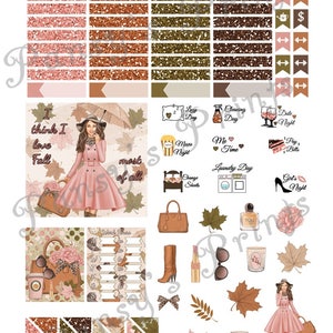 Printable Planner Stickers, Erin Condren, Vertical, Weekly Kit, Fall ...