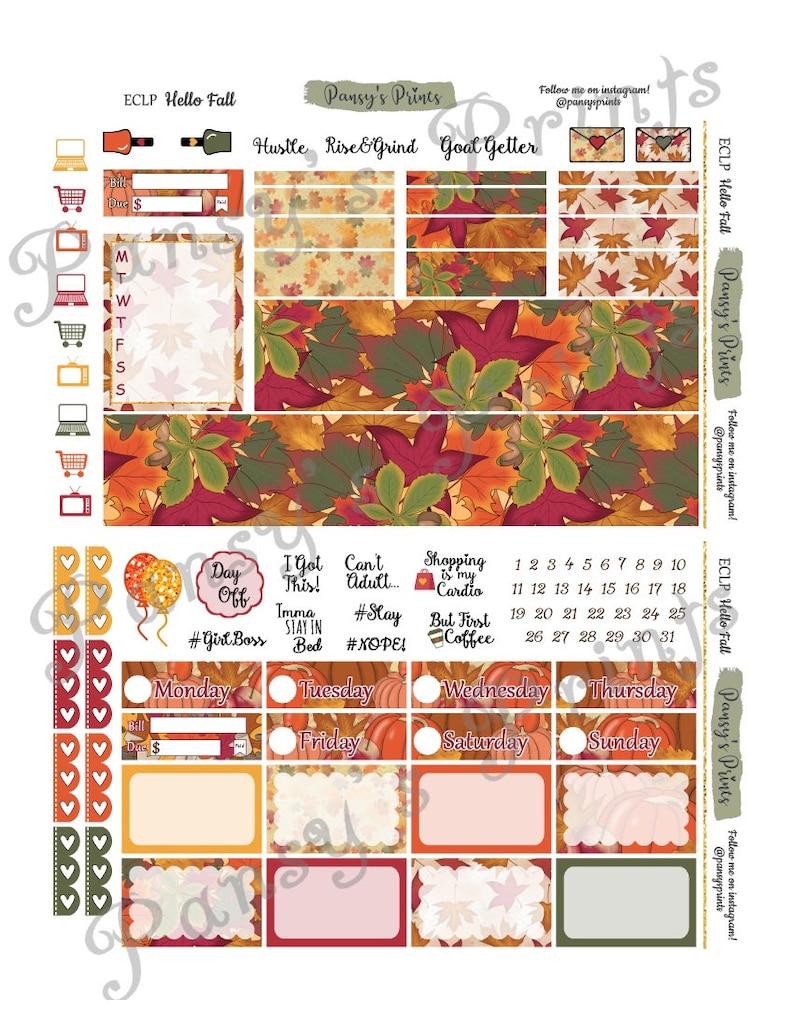 Printable Planner Stickers Erin Condren Vertical Weekly - Etsy