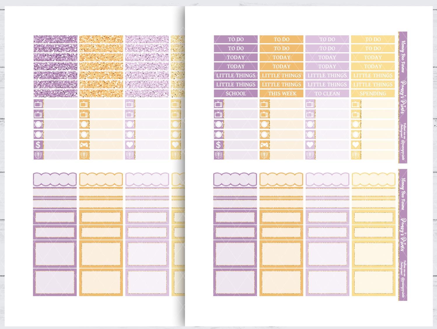 Printable Planner Stickers, Erin Condren, Honey Bee Farms, Vertical ...