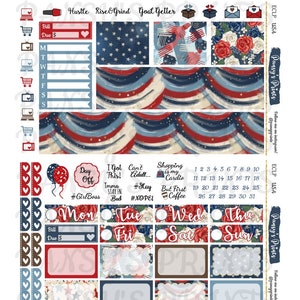 Printable Planner Stickers, Erin Condren, Vertical, Weekly Kit, USA ...