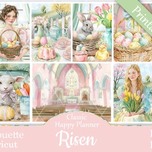 Printable Planner Stickers, Happy Planner, Risen, Classic, MAMBI, Weekly Kit, Free Silhouette Cut Files, Spring, Easter, Peeps, Chick, Bunny
